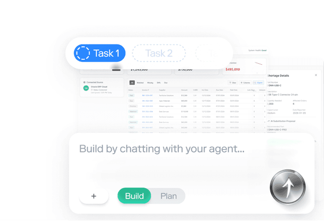 Summarized miniature of Riff's prompter with current tasks displayed above a mocked up dashboard.